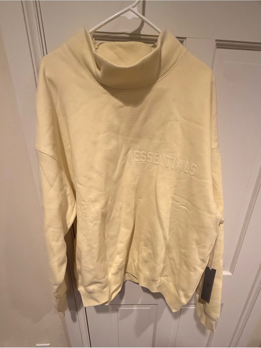 Men’s Fear of God Essentials Mockneck Long Sleeve Sweater Canary Yellow Large